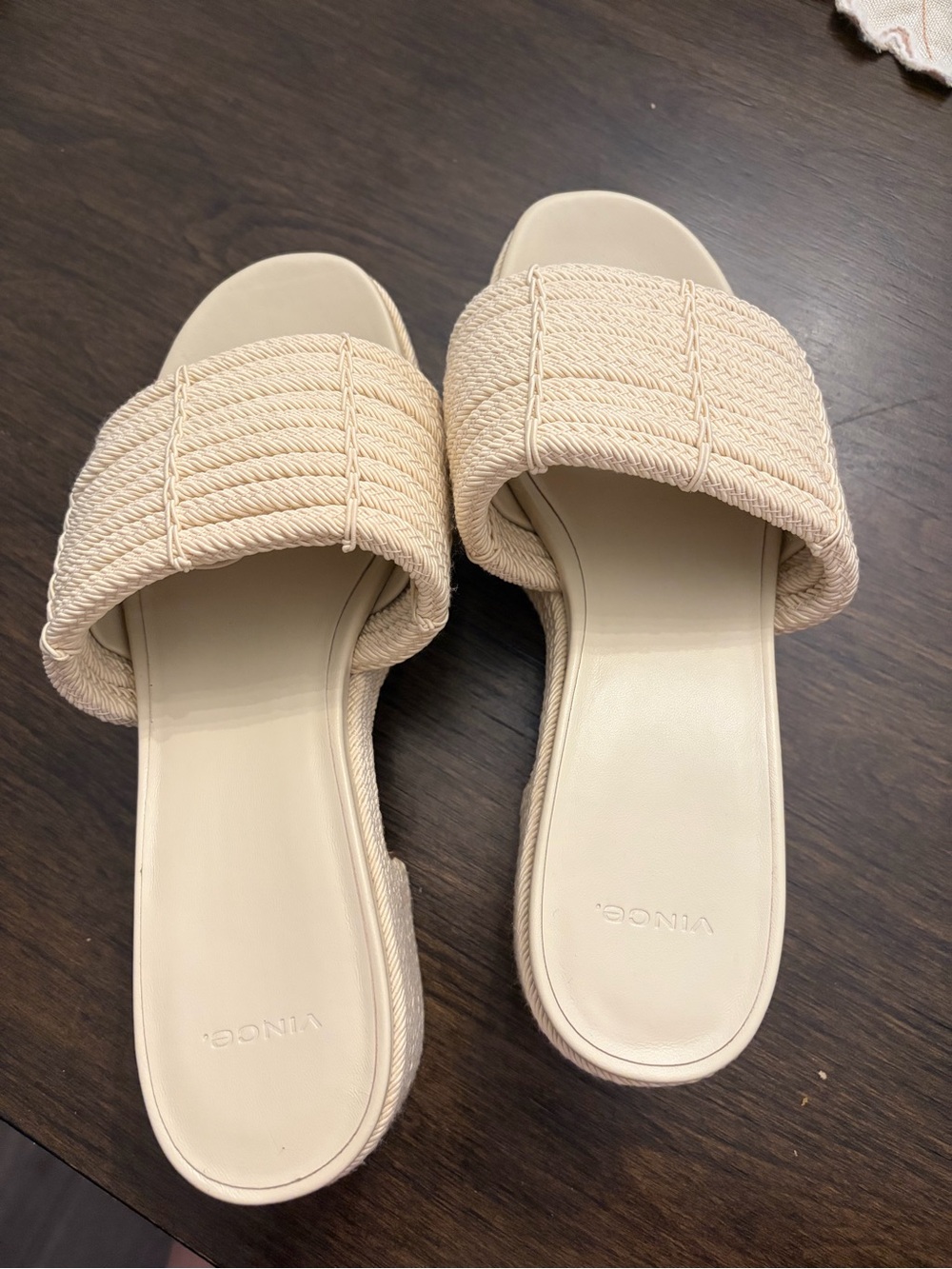 Vince Natural Braided Strap Slide Sandals - Picture 3 of 9